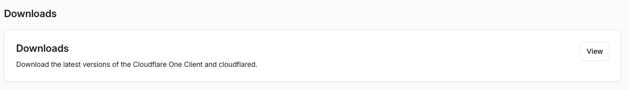 Cloudflare Zero Trust downloads page for the Cloudflare One Client