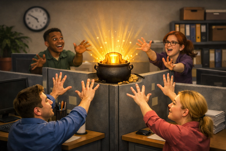 Finished 3D-printed cauldron enclosure with the USB light installed